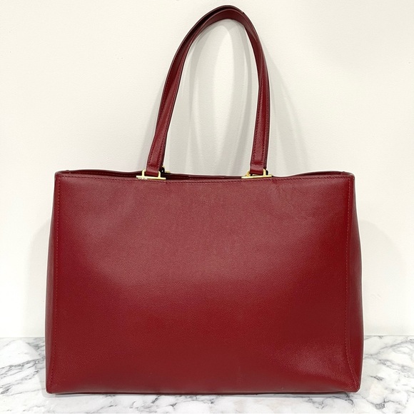 Furla Belvedere Leather Tote Shoulder Bag Red Structured Leather $378 - Picture 3 of 16